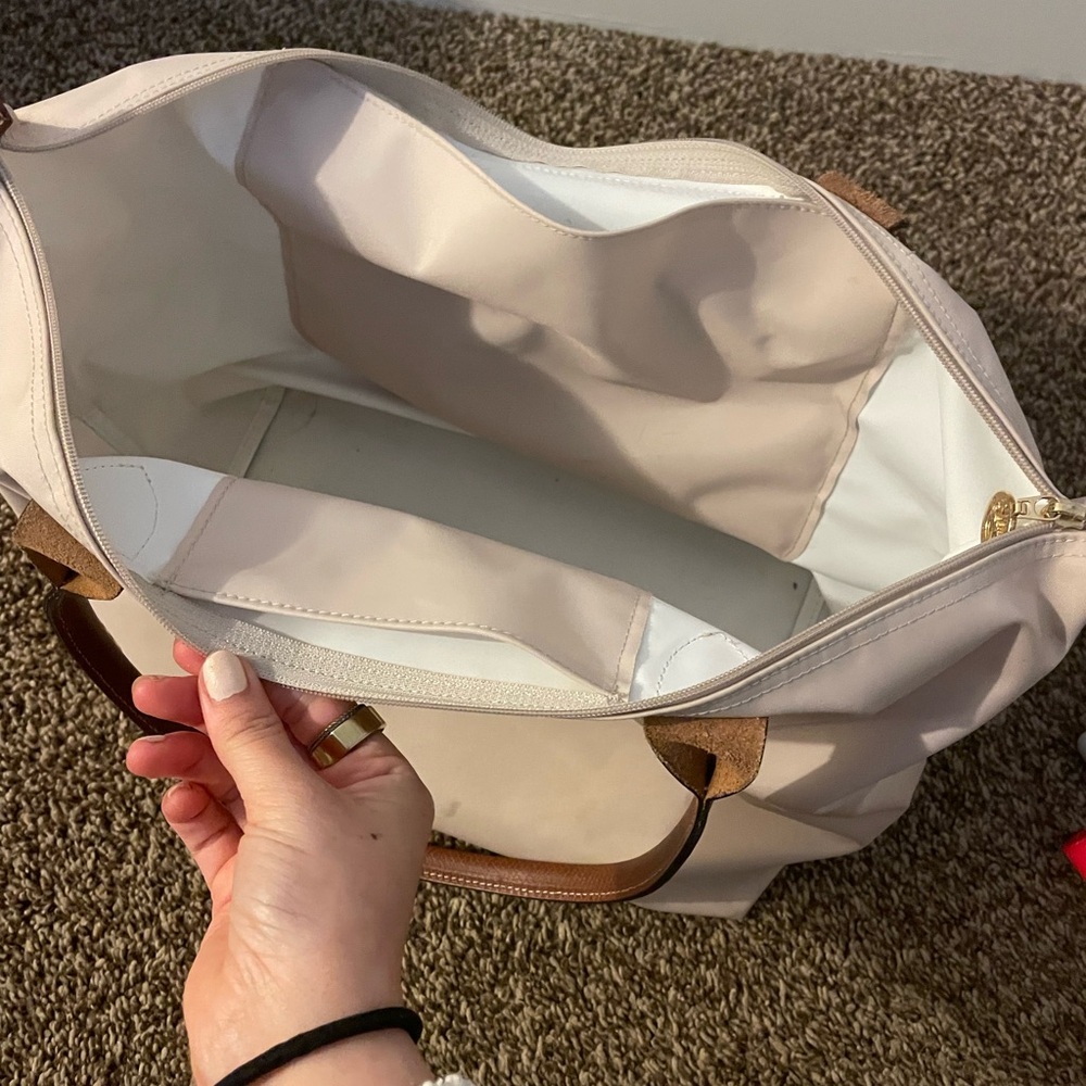 Brown Trim Cream Tote Bag - Picture 7 of 7